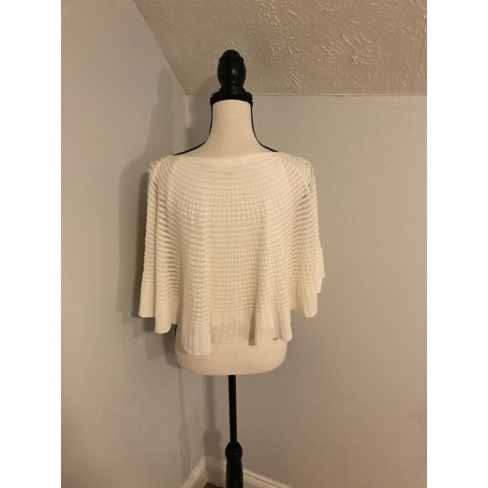Anthropologie Knitted & Knotted Miah Poncho LP Ivory Pointelle Knit - Picture 4 of 12